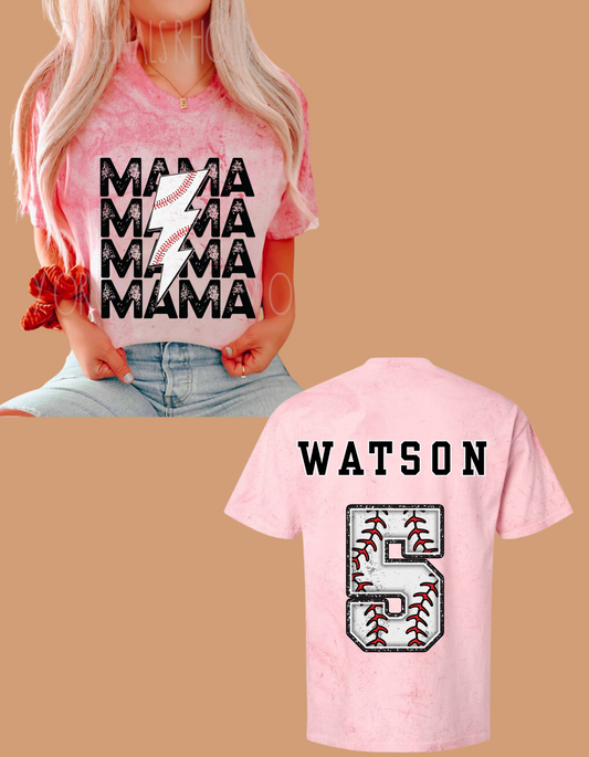 Custom Mama baseball and custom number back Tee shirt