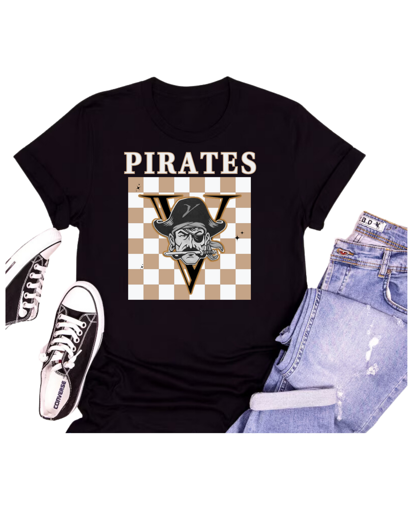 Retro squares and Vidor Pirates T-shirt