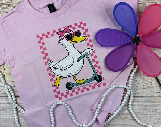 Duck on Skateboard - GIRL VERSION - T SHIRT - (Jerzee/Gildan)