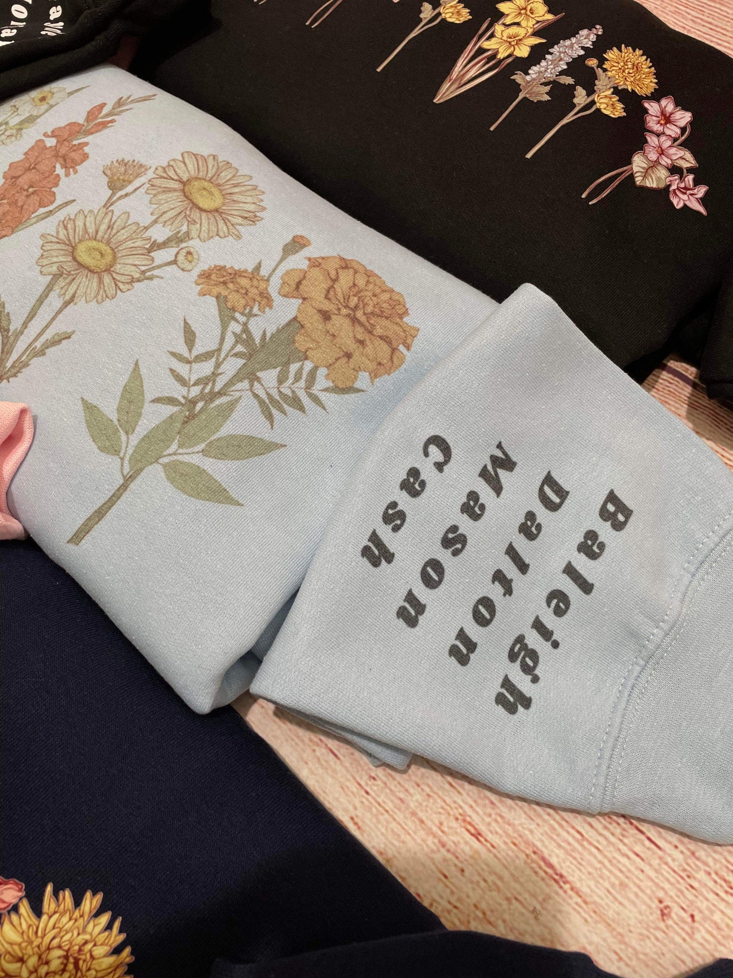 Birth month flower sweatshirts