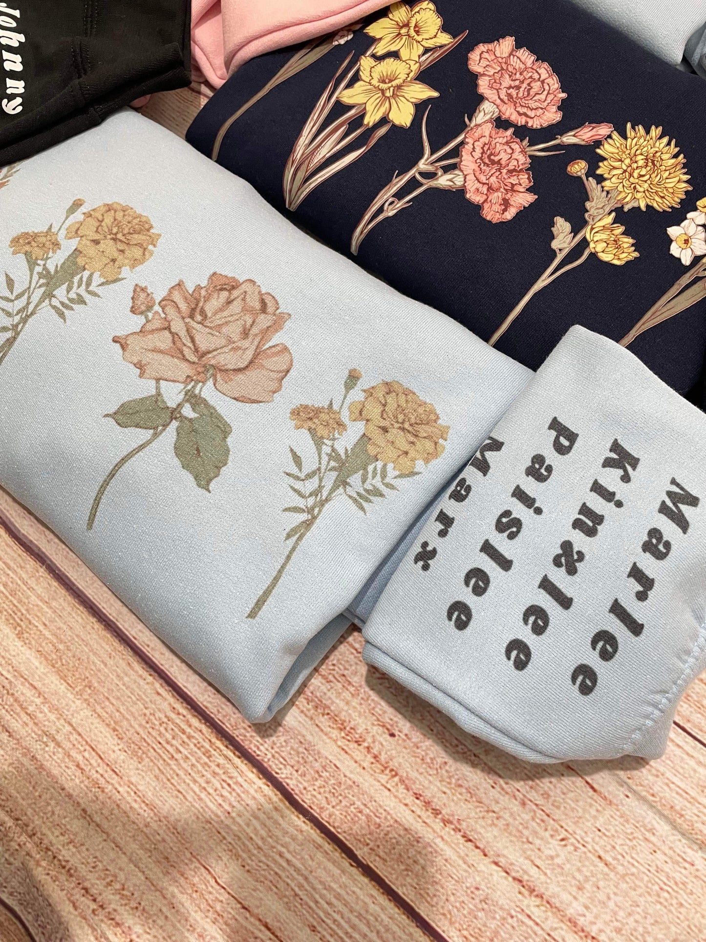 Birth month flower sweatshirts