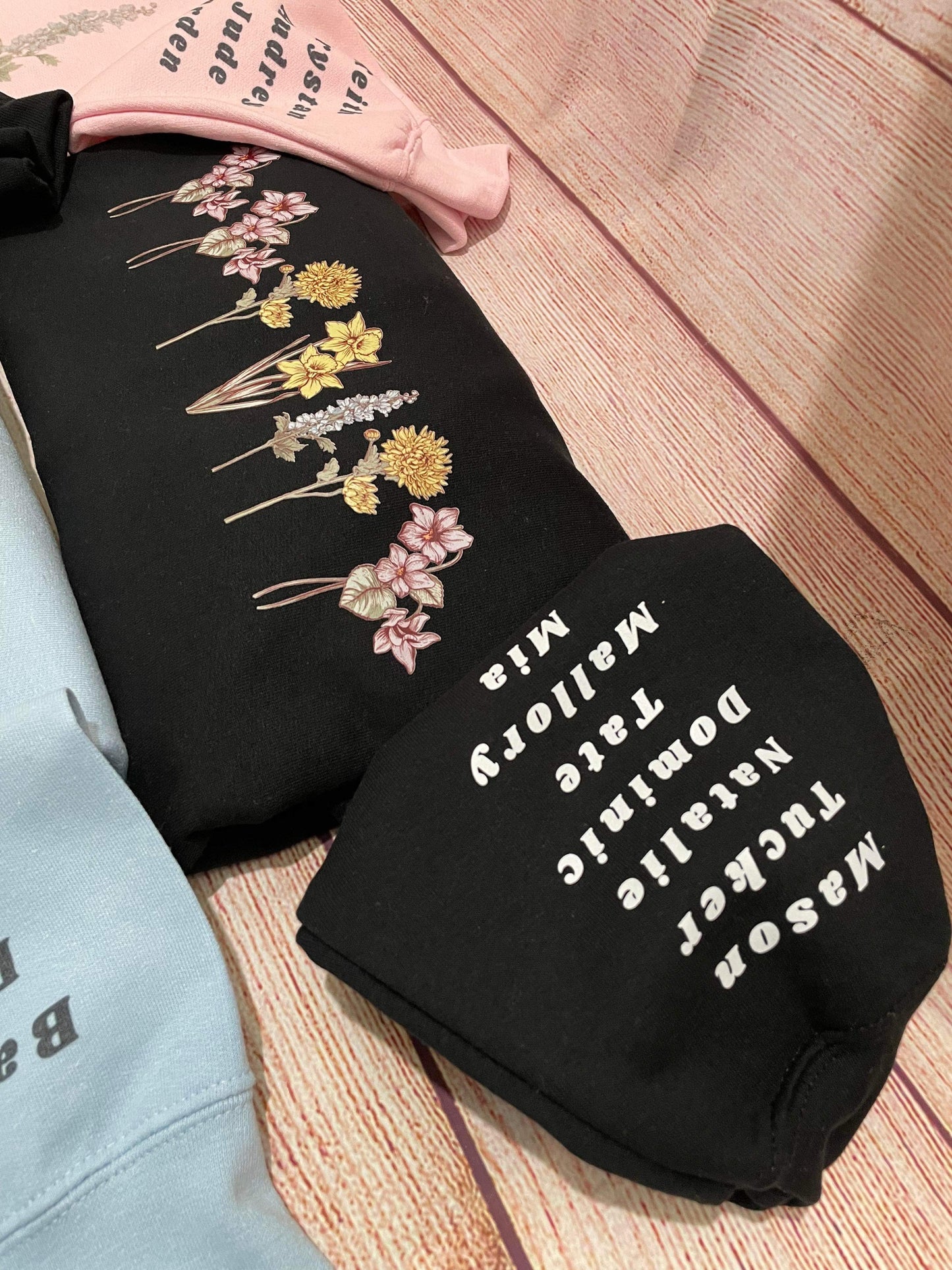 Birth month flower sweatshirts