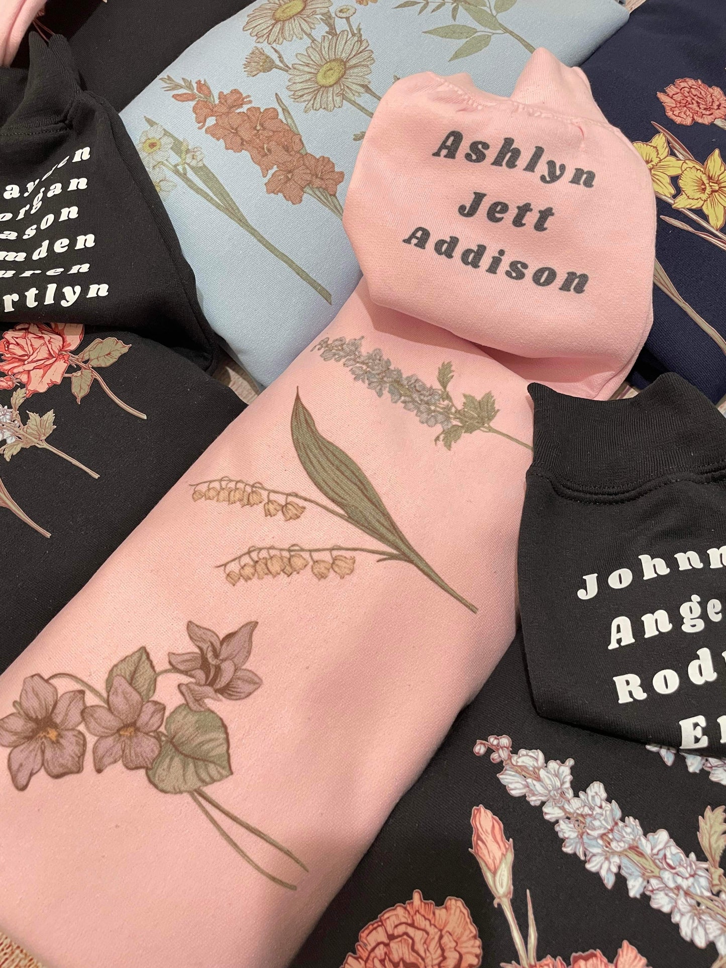 Birth month flower sweatshirts