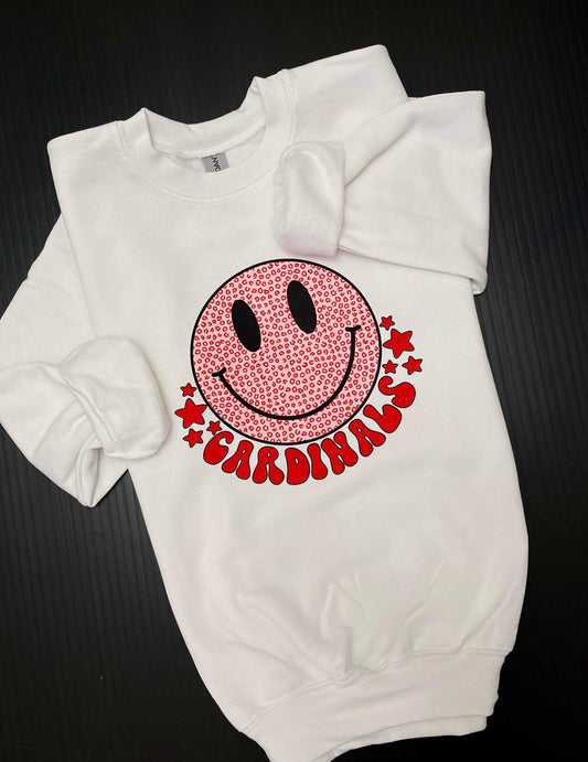 Cardinals pink leopard smile sweatshirt