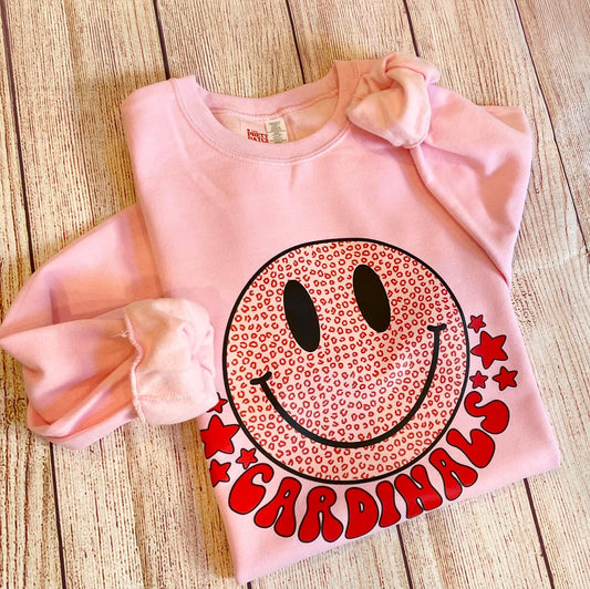 Cardinals Pink Smiley Sweater
